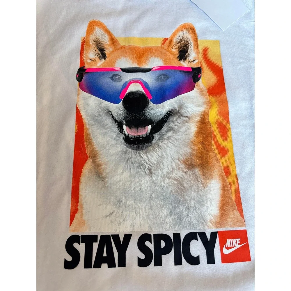 Nike Kids Stay Spicy Shiba Inu Graphic T-Shirt White Size XL
